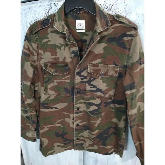 Zara Camouflage Button Up shirt/ Jacket Size Small Outdoorsy - Picture 3 of 10